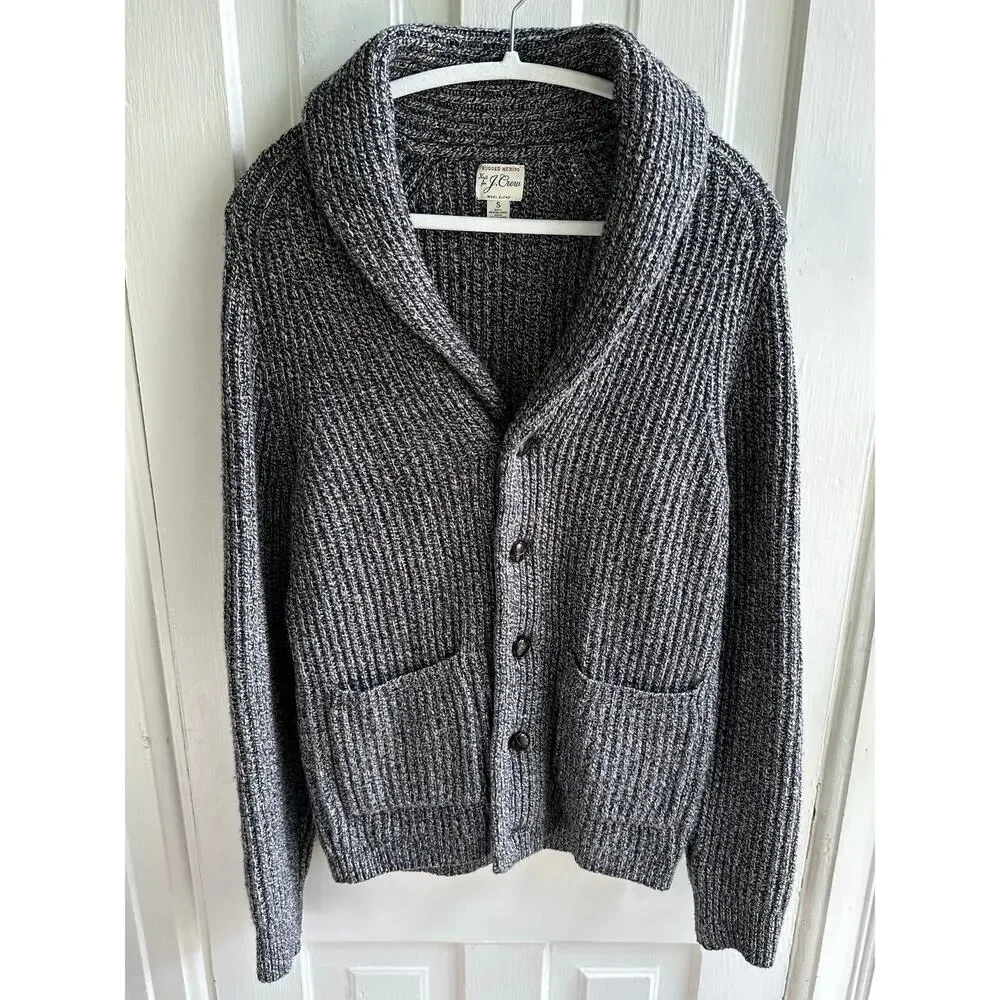 J.Crew Rugged Merino Wool Blend Shawl Collar Cardigan Sweater